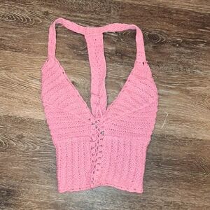 American Eagle Outfitters Pink Knit Crop Top